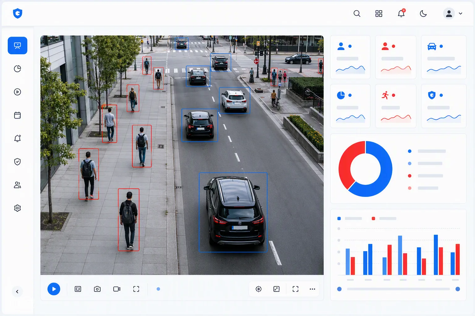 AI video analytics dashboard — instant people and vehicle detection